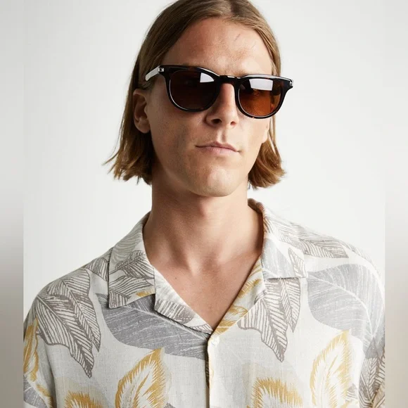 ZARA Linen Blend Leaf Printed Short Sleeve Shirt NWOT - Picture 3 of 10